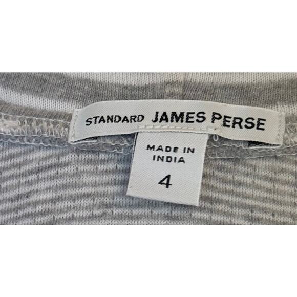 Not For Sale Standard James Perse Hoodie Women Small Gray Striped Kangaroo - Picture 5 of 9